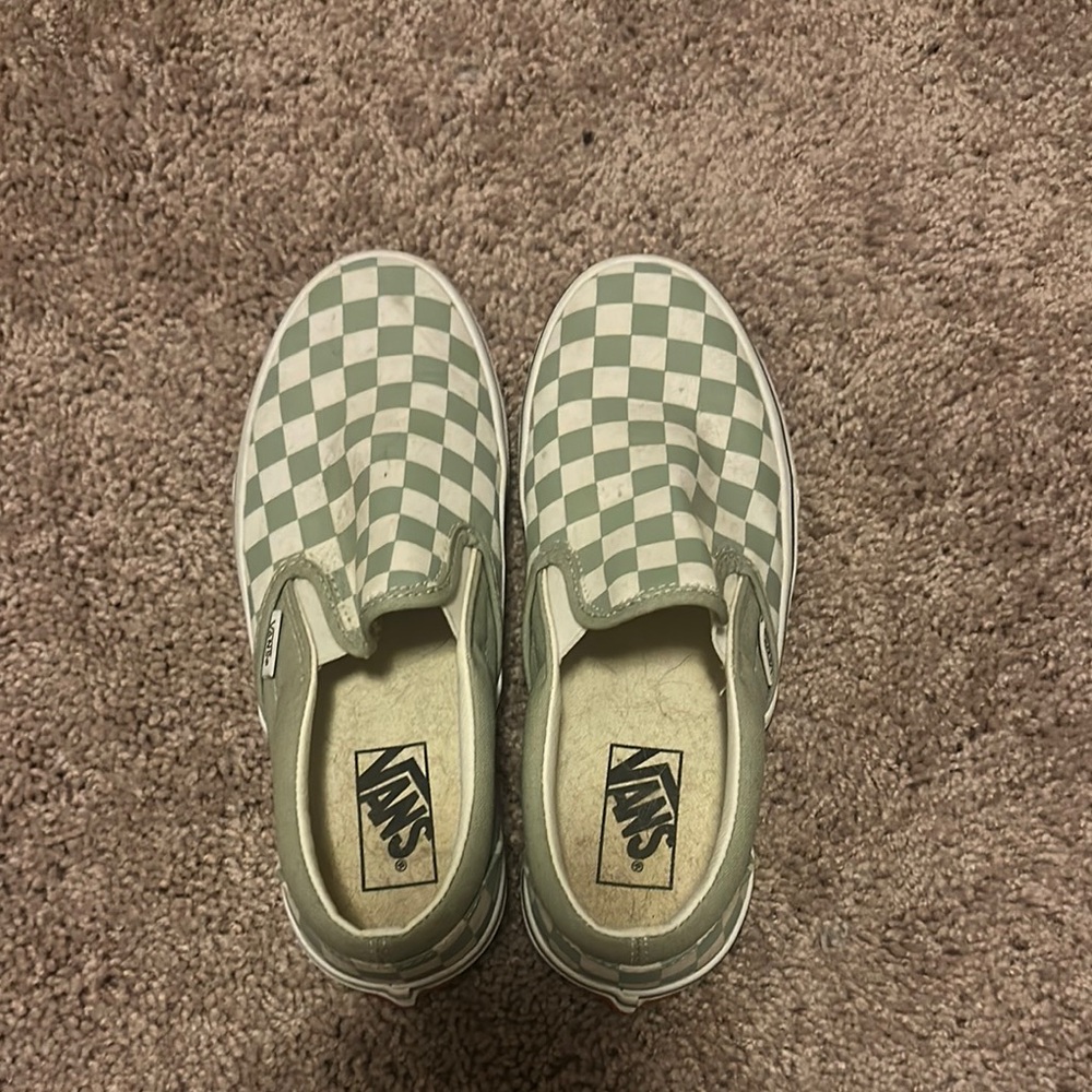 Vans Gray and White Slip-On Sneakers
